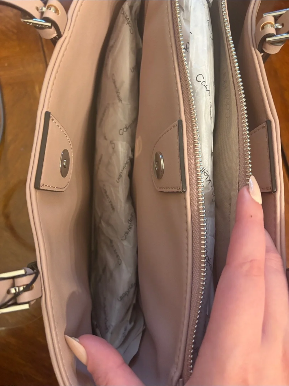 NEW WITH TAGS: Calvin Klein Mauve Pink Leather-Look Tote